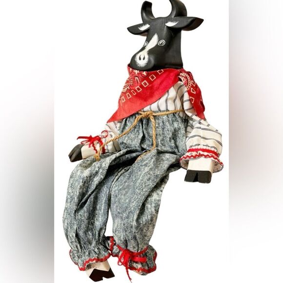 Vintage Wooden Cow Shelf Sitter Decorative Accent Farmhouse Home Decor. - Picture 2 of 11